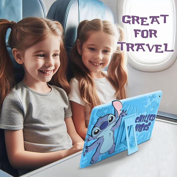 Disney Stitch Kids Case for iPad - 9th Generation iPad Case iPad 8th Generation Case iPad 7th Generation Case - 10.2 2019/2020/2021 - Tablet Cover with Stand Shockproof Silicone