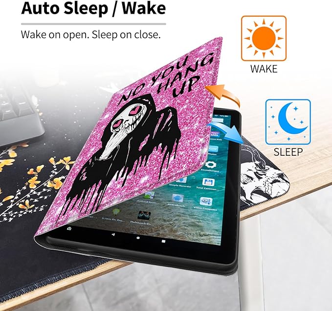 Case for iPad Pro 13 Inch Case M4 (2024 Model 7th Generation)PU Leather Folio Cover with Auto Sleep WakeMulti-Angle ViewinSkull Face Pink