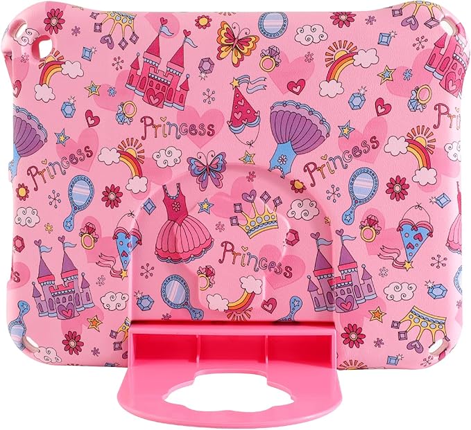 Kindle Fire HD 8 Tablet Case for Kids Boy GirlPrincess Fire HD 8 2024 Light EVA Foam Shockproof Kids Case with Stand Handle Kid-Proof for Fire HD8 10th 12th Gen 2020 2022 Kid (Pink)