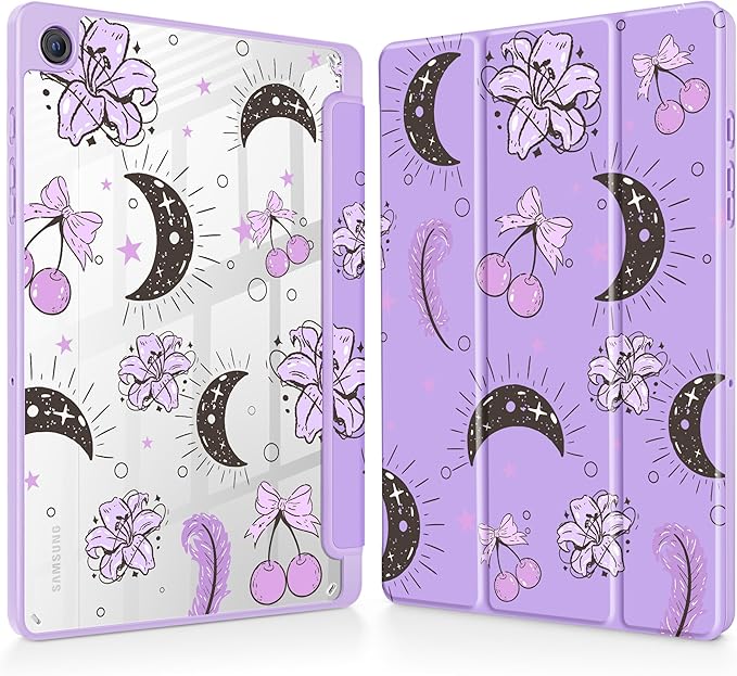Tuiklol for Samsung Galaxy Tab A9+ Tablet 11” / A9+ Plus 2024 2023Buit-in S-Pen Holder with Clear Protective Cover Transparent Back Shell Auto Wake/Sleep Samsung Tab A9 Plus CoverPurple Flower