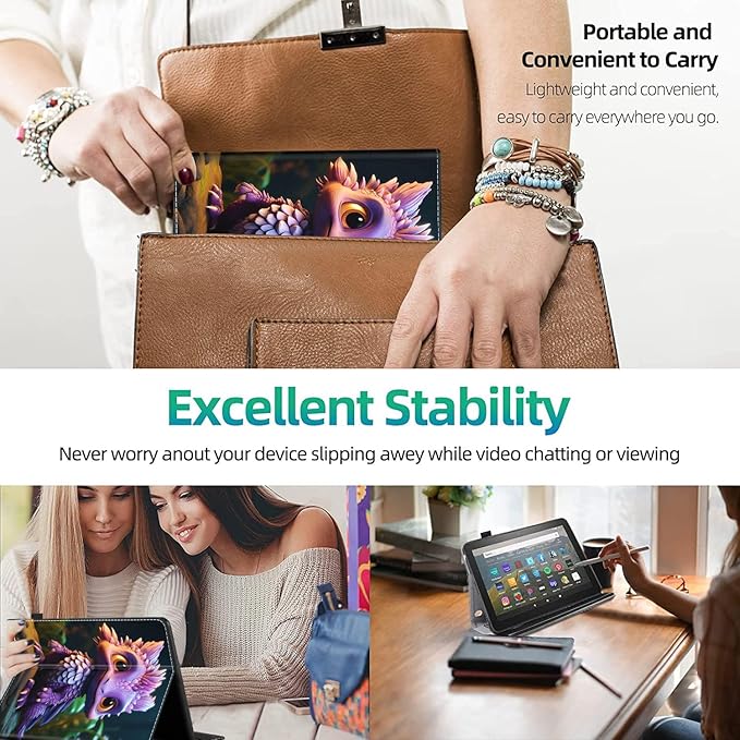 Case for All-New Amazon Kindle Fire HD 10 and Fire HD 10 Plus Tablet (13th/11th Generation 2023/2021 Release) 10.1 Slim Folding Stand Cover with Auto Wake/Sleep Purple Baby Dragon