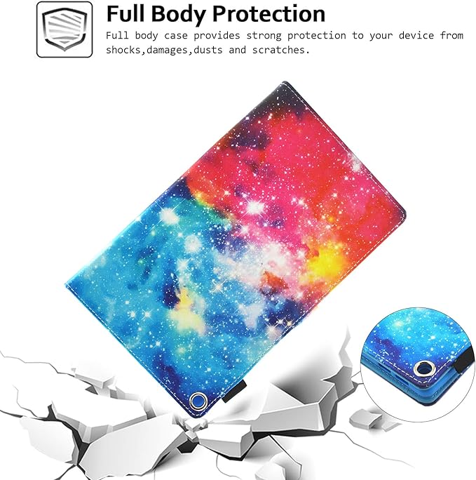 Case for Fire HD 8 (8th/7th/6th Generation 2018/2017/2016) Techcircle Multi-Angle View Stand Cute Pattern Slim Folding Leather Protective Cover with Card Slots Smart Sleep/Wake Colorful Galaxy