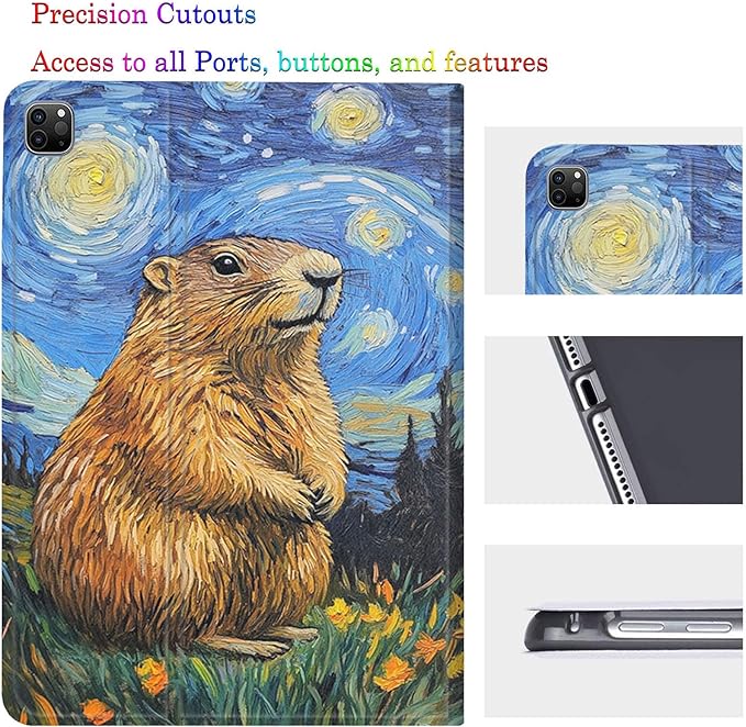Case for Samsung Galaxy Tab A11 Plus/A9 Plus 11 Inch 2025/2023Adjustable Stand Auto Wake/Sleep Function Full Body Protection Cover - Van Gogh Starry Night Marmot