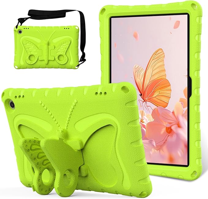 Kids Case Compatible with Kindle Fire HD 10 Tablet (13th/11th Generation 2023/2021 Release) Lightweight Shockproof Case EVA Foam Cover with Shoulder Strap &amp Stand Cover for Boys Girls(Grass Green