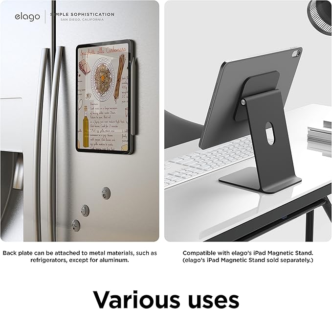 elago Case for iPad A16 10th Generation - iPad Case with Magnetic Attachment to Metal Materials Compatible with elago’s Apple Pencil case (Dark Grey)