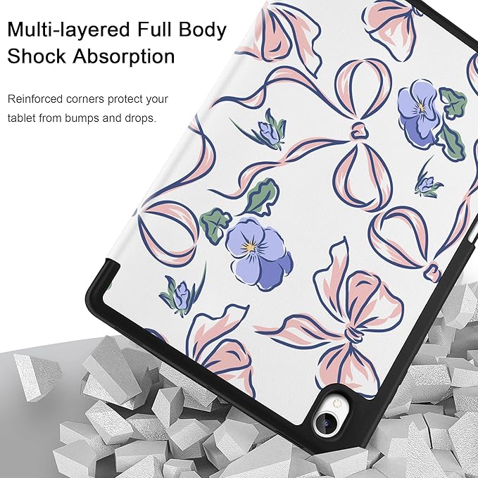 DONGKE Case for Samsung Galaxy Tab S11 5G 11 2025 Model (SM-X730/X736B) Slim Lightweight Trifold Stand Cover with S Pen Holder Auto Sleep/Wake Soft TPU Shockproof Back Pansies Flower