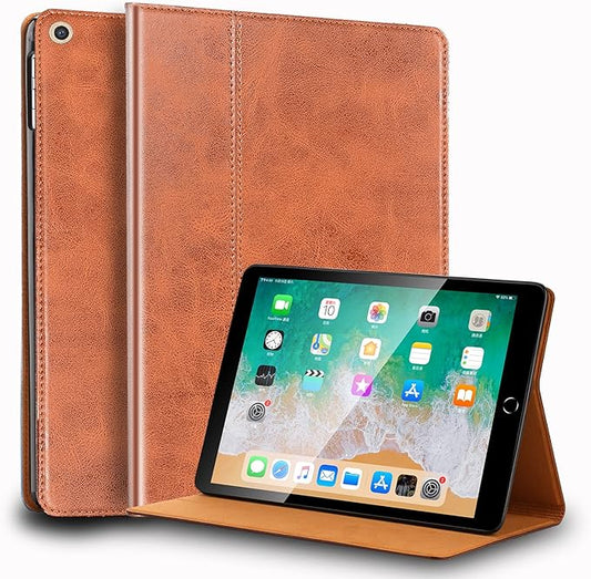 for Ipad Case 10.2-inch 9th/8th/7th Gen 2021/2020/2019 Genuine Leather Cover Protective ShellAuto Wake/Sleep.Brown