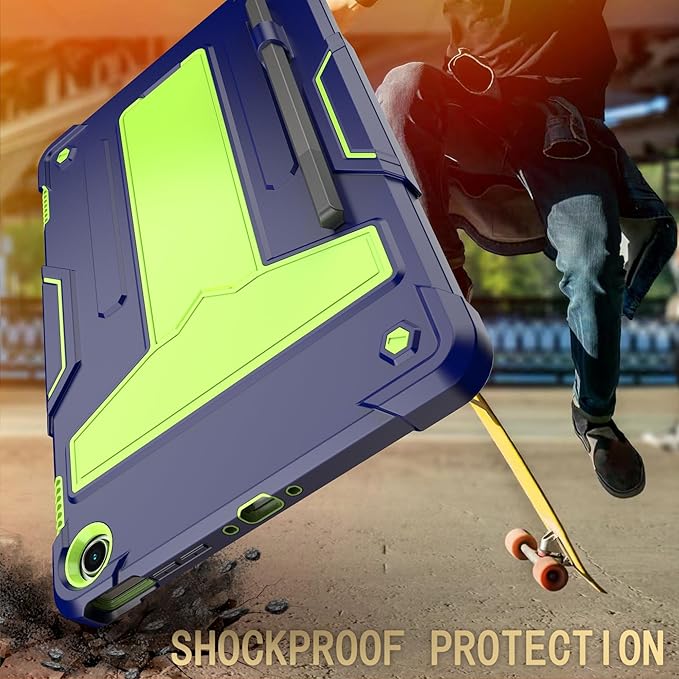 Case for Amazon Fire Max 11 (13th Generation 2023 Released) - Heavy Duty Hybrid Protective Case Cover with Kickstand + 1 Screen Protector and 1 Random Stylus (Navy Blue/Green)