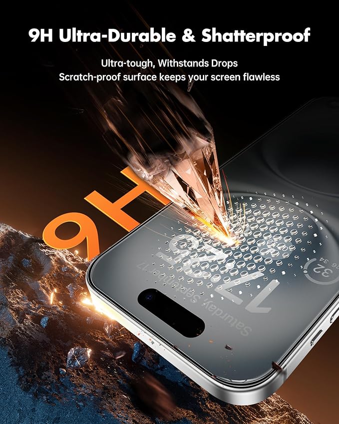 UNBREAKcable Privacy Screen Protector for iPhone 16 Plus (6.7) 25° Anti-Spy Tempered Glass Easy Install Alignment Frame Case-Friendly 9H Hardness Anti-Fingerprint 3-Pack