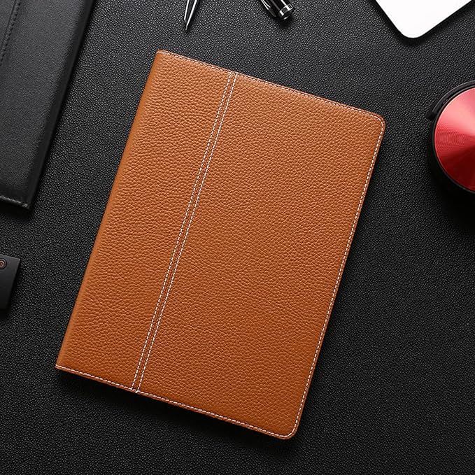 for Ipad Case 10.2-inch 9th/8th/7th Gen 2021/2020/2019 Genuine Leather Cover Protective ShellAuto Wake/Sleep.Yellow Brown