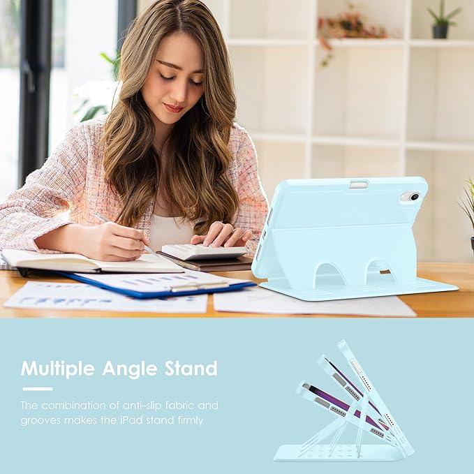 VIKESI Case for iPad iPad mini 7 (A17 Pro) and iPad mini 6Multiple Angles Magnetic Stand CoverShockproof Soft BackPencil Holderand Auto Sleep/WakeIce Blue