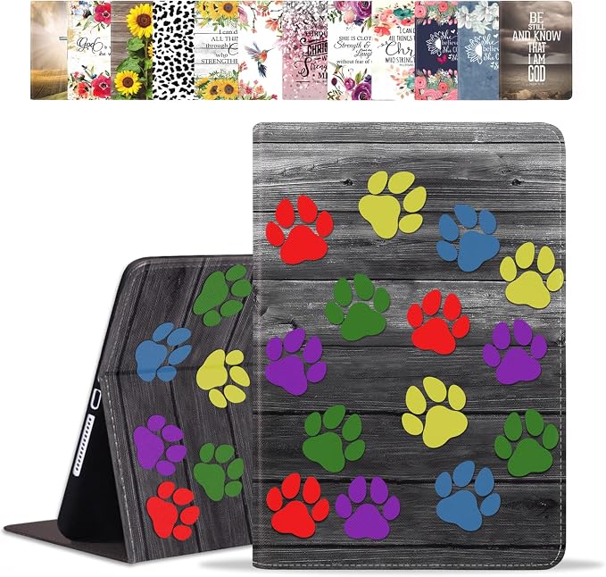 Colorful Dog Paw Print on Wooden Board