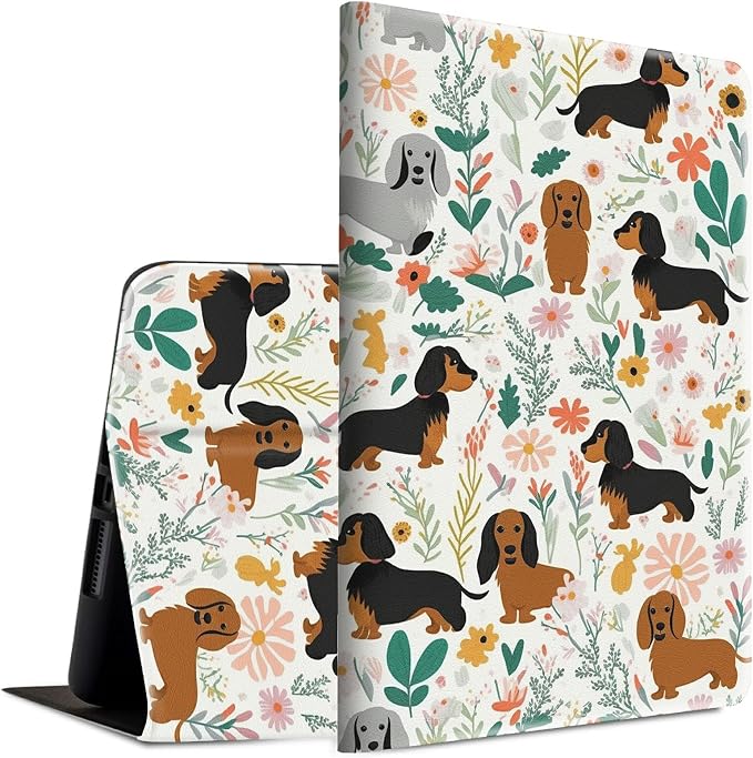 Dogs Pink Flowers Print
