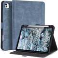 Handmade Case for iPad Pro 13 Inch (M5/M4) 2025/2024 with Pencil Holder PocketMagnetic ClosureAuto Sleep/WakeVegan Leather Folio Protective CoverMulti Angles StandLight Blue