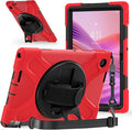 Tablet Case Compatible with Lenovo Tab 10.1(TB-311XU) /K10C TB311FU 2025 Case Protective Heavy Duty Rugged Shockproof Drop Protection Cover Shoulder Strap for Kids Silicone Cover(Red)