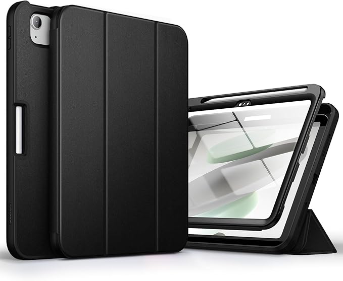 SURITCH for iPad 10th Generation Case 10.9 inches 2022 Built-in Screen Protector Apple Pencil Holder Magnet Tri-fold Stand Cover Auto Wake/Sleep Full Body Shockproof Protection Black