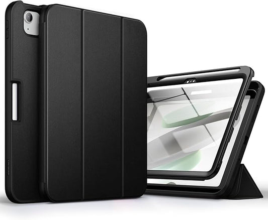 SURITCH for iPad 10th Generation Case 10.9 inches 2022 Built-in Screen Protector Apple Pencil Holder Magnet Tri-fold Stand Cover Auto Wake/Sleep Full Body Shockproof Protection Black