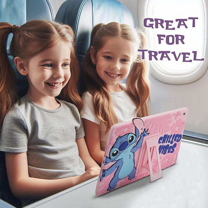 Disney Lilo and Stitch Kids Case for iPad - 9th Generation iPad Case iPad 8th Generation Case iPad 7th Generation Case - 10.2 2019/2020/2021 - Tablet Cover with Stand Shockproof Silicone