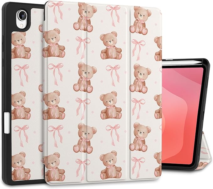 DONGKE Case for Samsung Galaxy Tab S11 5G 11 2025 Model (SM-X730/X736B) Slim Lightweight Trifold Stand Cover with S Pen Holder Auto Sleep/Wake Soft TPU Shockproof Back Lovely Bears
