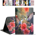 Case for All-New Amazon Kindle Fire HD 10 &amp 10 Plus Tablet 10.1 (13th/11th Generation 2023/2021 Release) - PU Leather Folio Case with Smart Auto Wake/Sleep - Hummingbird Flowers