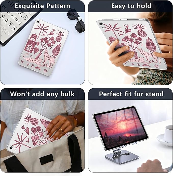 for 11 iPad Pro 4th/3rd/2nd/1st Gen (2022/2021/2020/2018)Cute Cheetah Animal Crystal Clear CaseSlim Lightweight Anti-Scratch Soft TPU Bumper Hard Acrylic Back Cover for Women