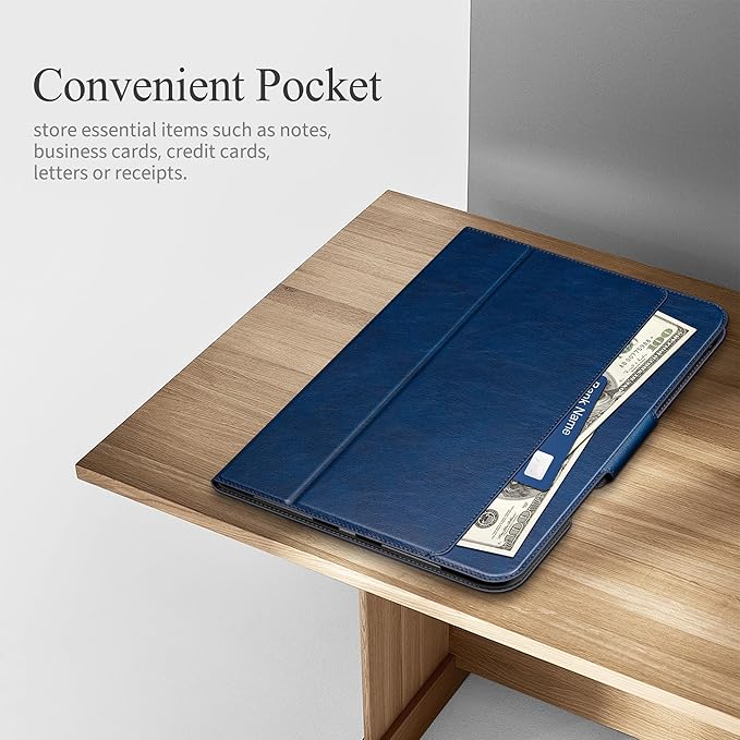 auaua Case for iPad Pro 11 Inch (M5/M4) 2025/2024 with Pencil Holder and Pocket Multiple Angles Viewing Magnetic Closure Auto Sleep/Wake (Blue)