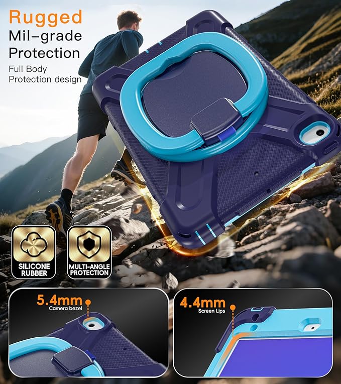 BATYUE for iPad mini 5/4 7.9 Inch Case (2019/2015) Heavy Duty Protective Cover with 360° Kickstand Detachable Shoulder Strap &amp Pencil Holder for Business &amp Bulk Orders - Navy Blue