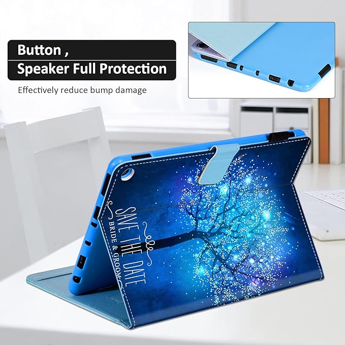 Dteck Case for All-New Fire HD 10 &amp HD 10 Plus Tablet (2021 Release 11th Generation) - Multi-Angle Folio Stand Premium Embossed Leather Protective Smart Cover with Auto Wake Sleep Shine Tree