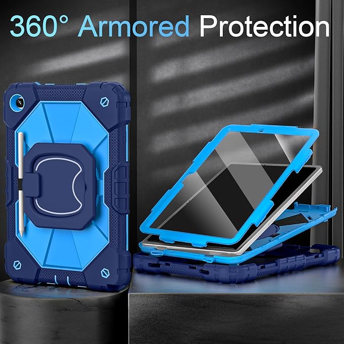 Case for Samsung Galaxy Tab A11+/A9+ Plus 11 Inch with Screen Protector/Rotating Stand/Pen HolderMilitary Grade Shockproof Cover for Galaxy Tab A11 Plus/A9 Plus Tablet CaseNavy Blue