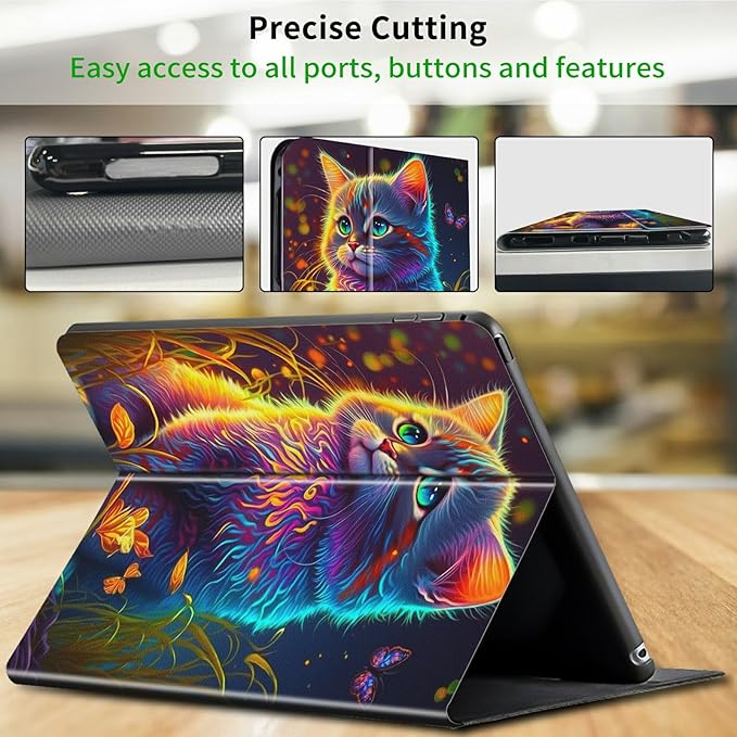 Case for All-New Kindle Paperwhite 12th Generation 7 inch 2024 &amp Kindle Colorsoft Signature Edition 2024 Lightweight Protective PU Leather Smart Stand Cover with Auto Wake Sleep - Watercolor Cat