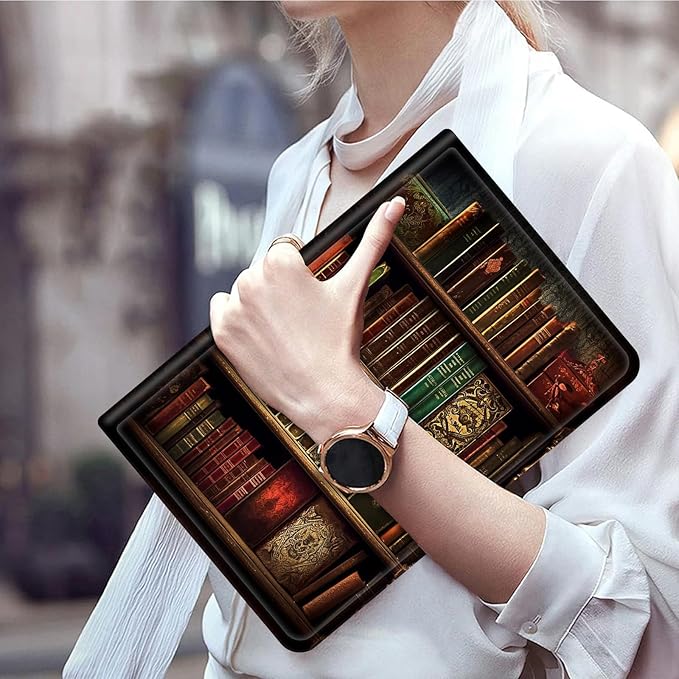 Case for All-New Amazon Fire HD 10 Tablet (13th Generation 2023 Release)Slim PU Leather Smart Cases Covers with Auto Wake/Sleep for Amazon Kindle Fire 10.1 inch TabletVintage Bookshelf