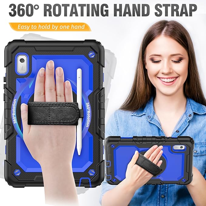 HXCASEAC Case for Lenovo Tab M9 2024/2023 (TB-310FU) with Screen Protector/Rotating Hand Strap/Sturdy Stand Protective Cover for Lenovo M9 Tablet Case 9 inch Blue