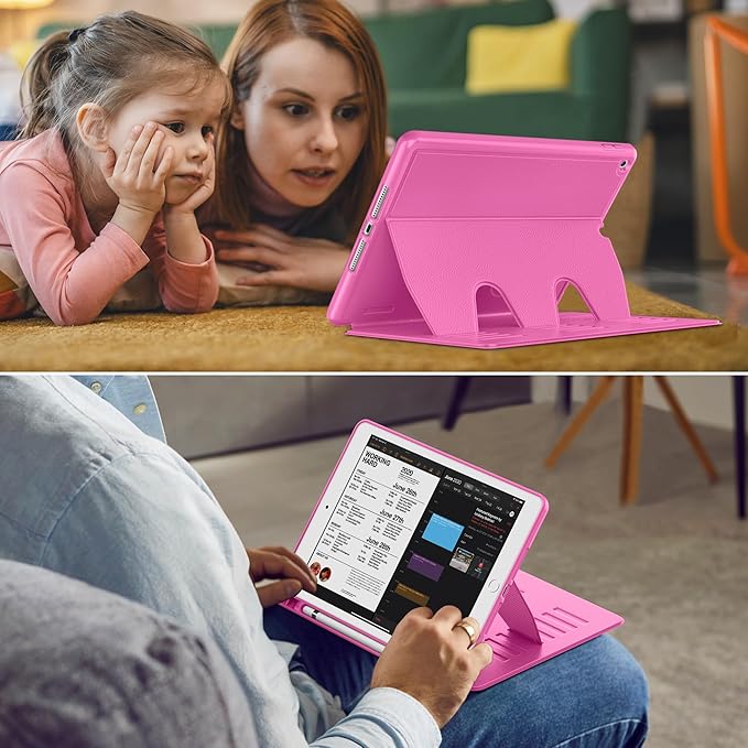VIKESI Case for iPad 9th / 8th / 7th Generation 10.2 inch (2021/2020/2019 Released)Multiple Angles Magnetic Stand CoverShockproof BackPencil Holderand Auto Sleep/WakeRose