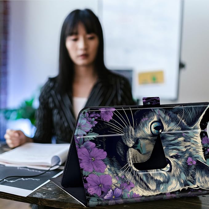 Cute Cat /Purple Flowers