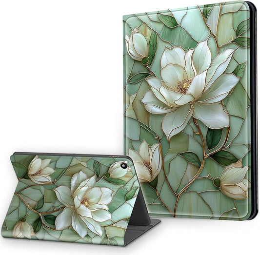 Case for Amazon Fire Max 11 Tablet Case (13th Generation 2023 Release) Multi-Angle Viewing Leather Smart Stand Back Cover with Auto Sleep Wake White Lotus