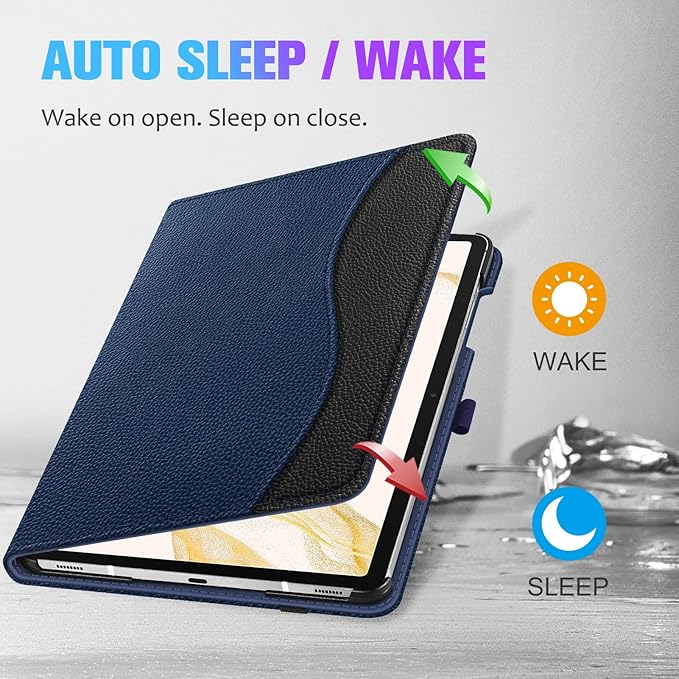 Fintie Case for Samsung Galaxy Tab S10+/ S9+/ S8+/ S7 FE/ S7+ 12.4 Inch Multi-Angle Viewing Protective Cover with Pocket Auto Sleep/Wake Navy