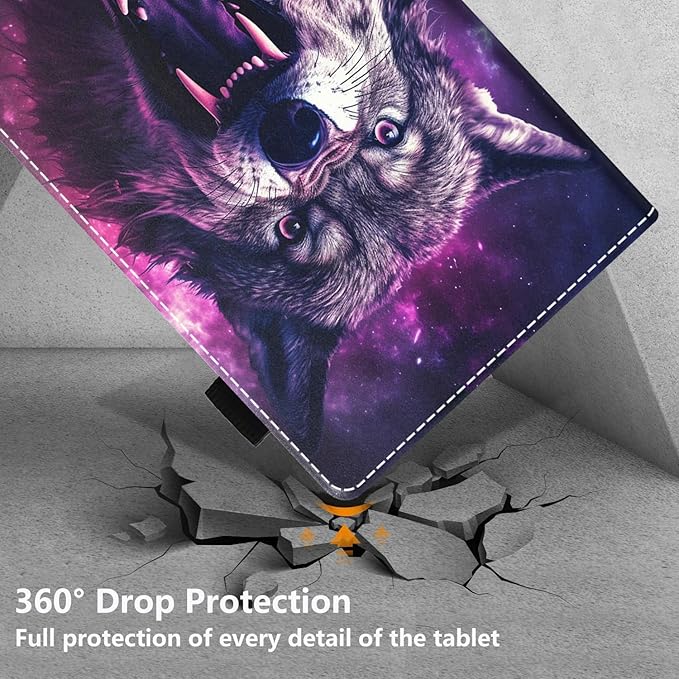 Case for All-New Amazon Fire HD 10 &amp HD 10 Plus Tablet 10.1 (13th/11th Generation 2023/2021 Release) Slim PU Leather Stand Cover with Auto Wake/Sleep Wolf
