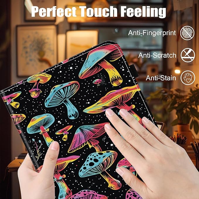 Case for Samsung Galaxy Tab S10 FE Plus 13.1 Inch 2025 Model (SM-X620/X626)Card Slot PU Leather TPU Case Pen Holder Auto Wake SleepAesthetic Mushroom