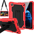 for TCL Tab 8 V/TCL AT&ampT Tab 8 SE (6048E) Tablet Case with Screen ProtectorSoft Silicone Rubber Heavy Duty Hybrid Had Back Shell Protection Build in Kickstand (Red/Black/1 PC)