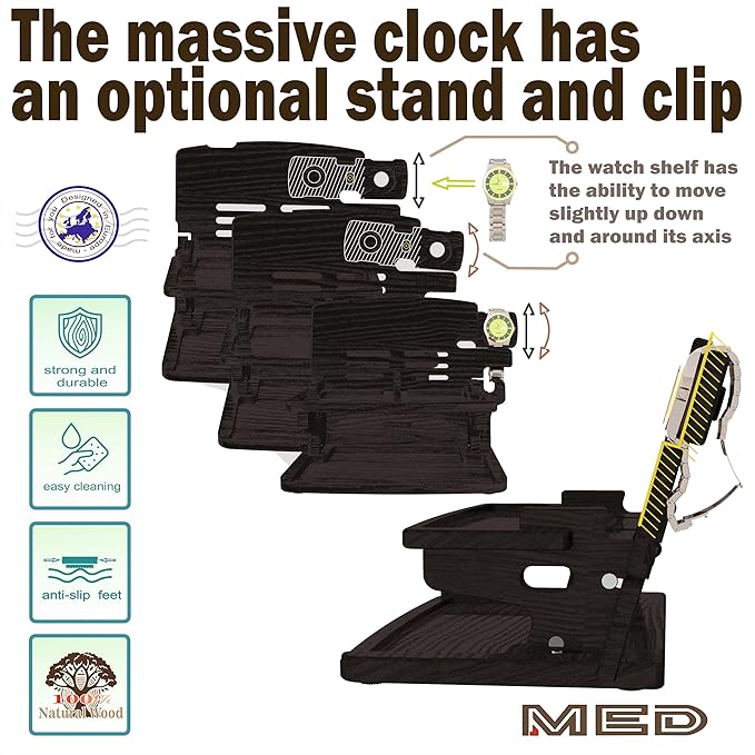 MED Wood Phone Docking Station for Men - Desk or Nightstand Organizer - Birthday Gifts for Husband Dad - Anniversary Idea from Wife - Key Holder Stand Wallet Watch &amp Essentials (Black)