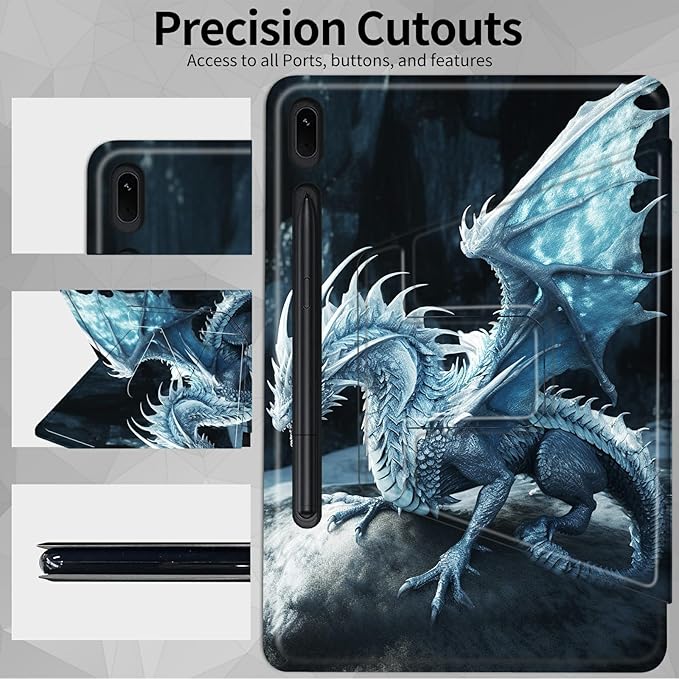 Case for Samsung Galaxy Tab S6 10.5 2019 (Model SM-T860/T865/T867) Blue Dragon with Wings Theme 360 Degree Rotating Stand Smart Protective Cover for Samsung S6 T860 Tablet