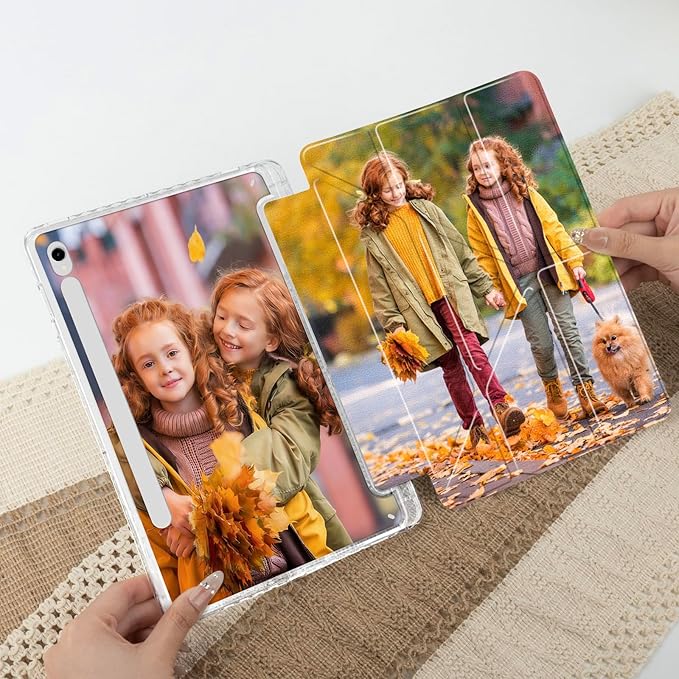 Custom Pictures Personalized Case for Samsung Galaxy Tab S11 11 inch(2025) Built-in Pencil Holder Customized Photo Galaxy Tablet Case with Shockproof Protective Cover Clear PC Back Shell