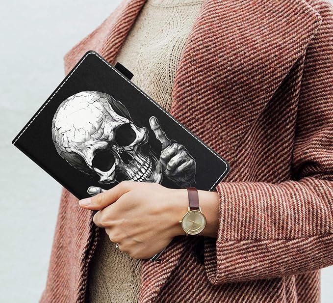 Case for Amazon Fire HD 10/HD 10 Plus Tablet 10.1 (13th/11th Generation 2023/2021 Release) Slim PU Leather Cover with Card Slot &amp Auto Wake/Sleep Funny Skull