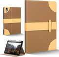 iPad Case for iPad mini 7th/6th Gen 8.3 inchLeather Folio Cover with Pencil HolderAuto Wake/Sleep Adjustable StandMagnetic Buckle Closure Protection Case-Single Strap Yellow Brown
