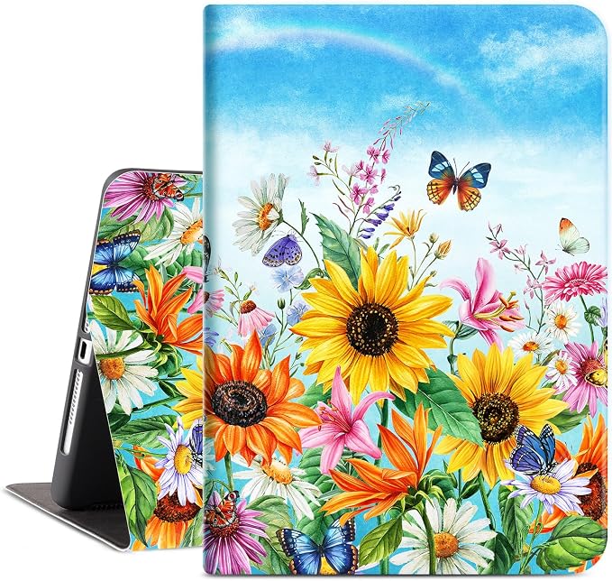 Blue Sky Sunflowers Butterfly