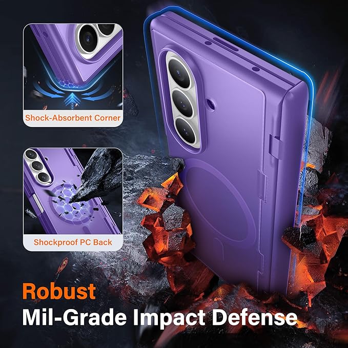 MOBOSI for Samsung Galaxy Z Fold 7 Case with Privacy Screen Protector [Compatible with Magsafe] [Built-in Kickstand &amp Full Body Hinge Protection] Magnetic Slim Phone Case for Z Fold7 Purple