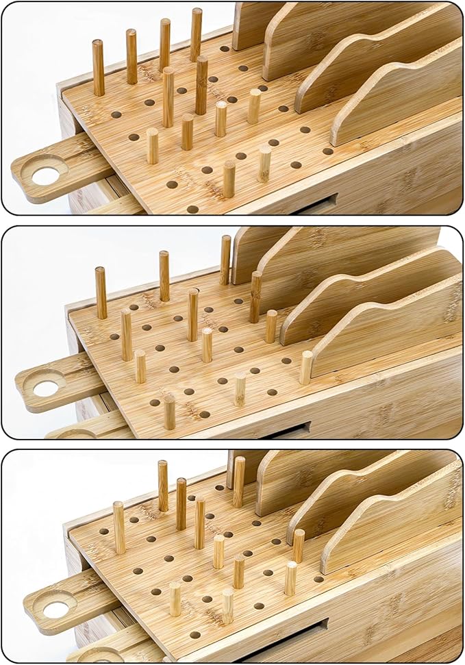 Yopay Family Charging Station with Drawer Bamboo Charging Station for Multiple Devices Cell Phone Docking Stations Organizer for Tablet Laptop Nightstand Bedside Desk Device Charger Organizer
