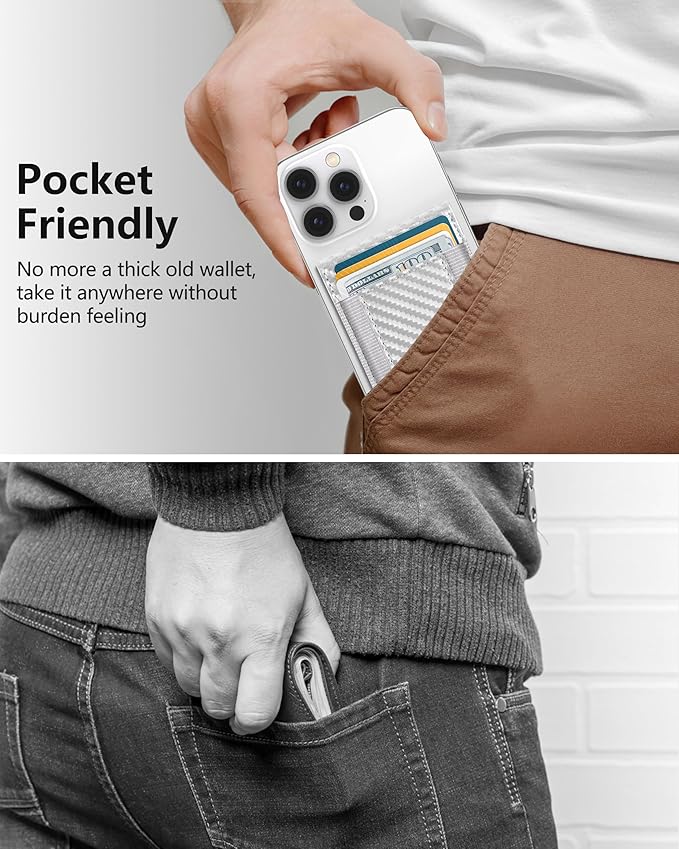 ExtreLife For Magsafe Wallet Adjustable Stand and Open ID Window Magnetic Wallet for iPhone 17/16/15/14 Pro Max/14 Pro/14/14 Plus/13/12 Series 9 Cards Silver