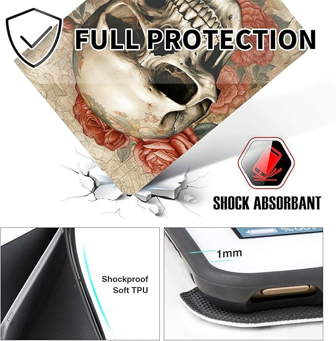 for Fire Max 11 Tablet (13th Generation 2023 Release) Case with Pen Holder &amp Auto Wake/Sleepd Shockproof Stand Protective Cover for Fire Max 11 2023 TabletSkull Roses