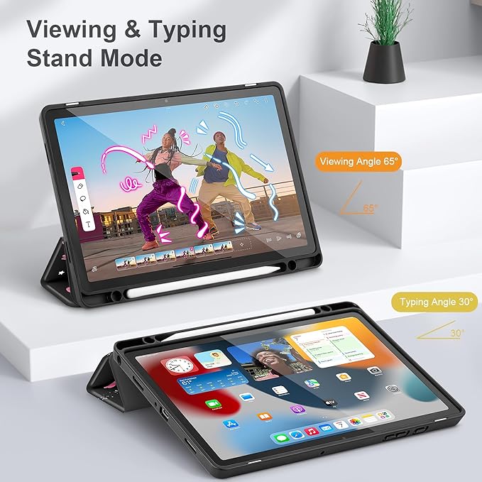 Tuiklol for Samsung Galaxy Tab A9+ Tablet 11” / A9+ Plus 2024 2023Buit-in S-Pen Holder with Clear Protective Cover Transparent Back Shell Auto Wake/Sleep Samsung Tab A9 Plus CoverBow-Black